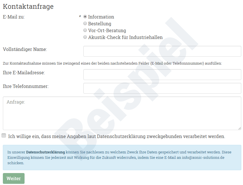 DSGVO Kontaktanfrage